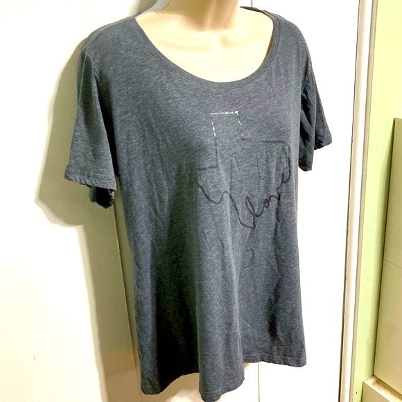 TEXAS LOVE Heart Map Love Gray Graphic Tshirt Womens Large - Picture 3 of 8